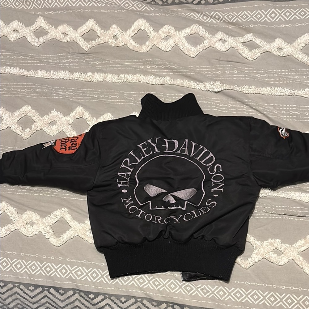 Harley-Davidson Black Puffer Jacket with Iconic Skull Logo